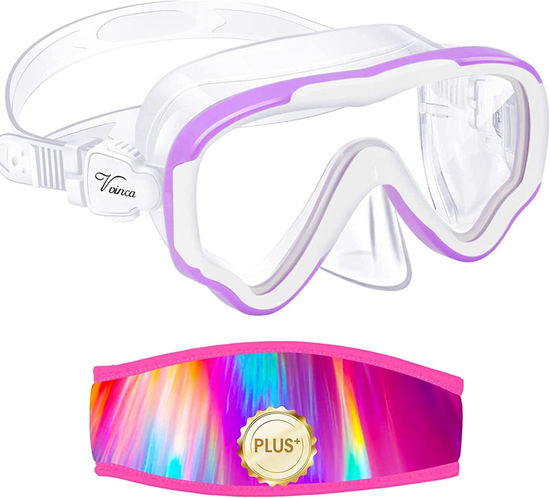 Vvinca Kids Goggles Snorkel Mask Diving Mask Swim Mask Swimming Goggles with Nose Cover and Straps Cover for Kids and Youth Age 6-14 Sporting Goods > Outdoor Recreation > Boating & Water Sports > Swimming > Swim Goggles & Masks Vvinca C-purple  