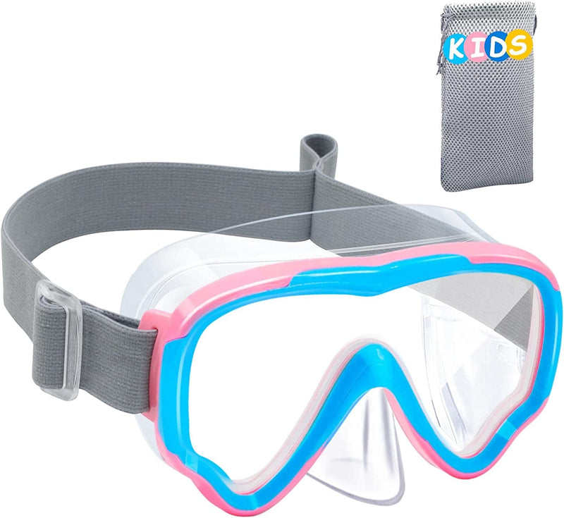 Vvinca Kids Snorkel Scuba Diving Mask Swim Mask, 2022 Upgraded Design with No Tangle Hair Elastic Strap&Anti-Shattered Lens Sporting Goods > Outdoor Recreation > Boating & Water Sports > Swimming > Swim Goggles & Masks Vvinca Pink Blue  