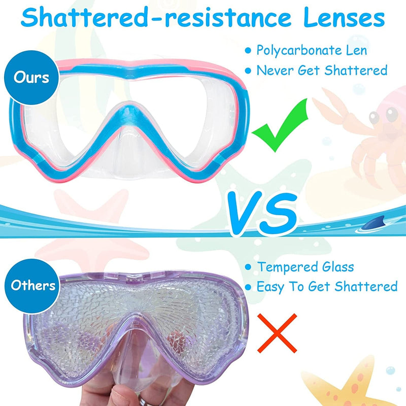 Vvinca Kids Snorkel Scuba Diving Mask Swim Mask, 2022 Upgraded Design with No Tangle Hair Elastic Strap&Anti-Shattered Lens Sporting Goods > Outdoor Recreation > Boating & Water Sports > Swimming > Swim Goggles & Masks Vvinca   