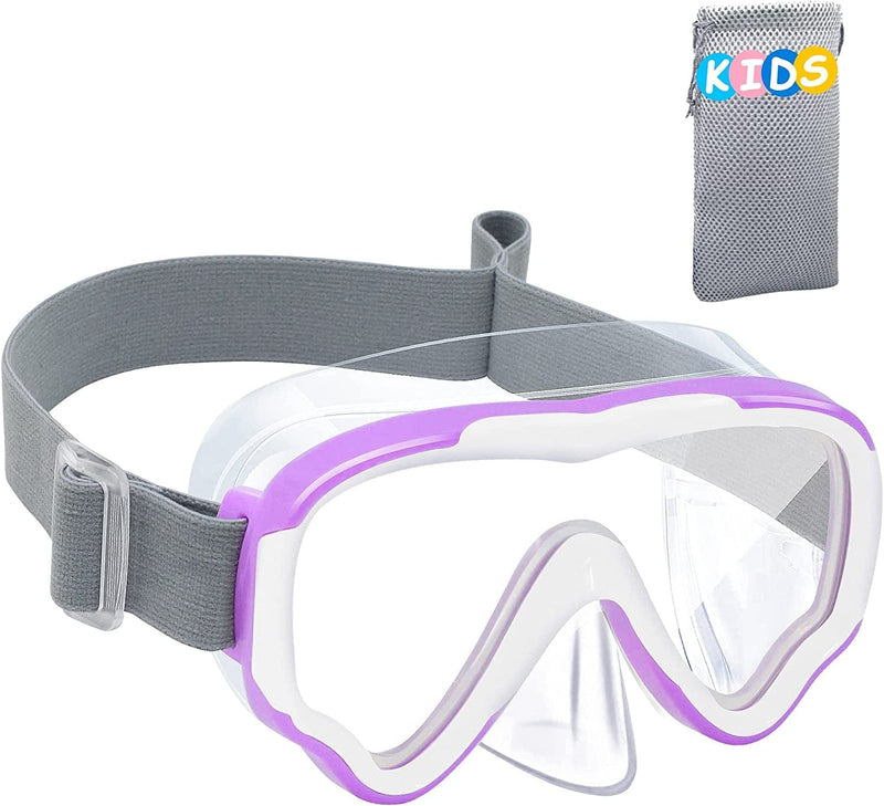 Vvinca Kids Snorkel Scuba Diving Mask Swim Mask, 2022 Upgraded Design with No Tangle Hair Elastic Strap&Anti-Shattered Lens Sporting Goods > Outdoor Recreation > Boating & Water Sports > Swimming > Swim Goggles & Masks Vvinca Purple  