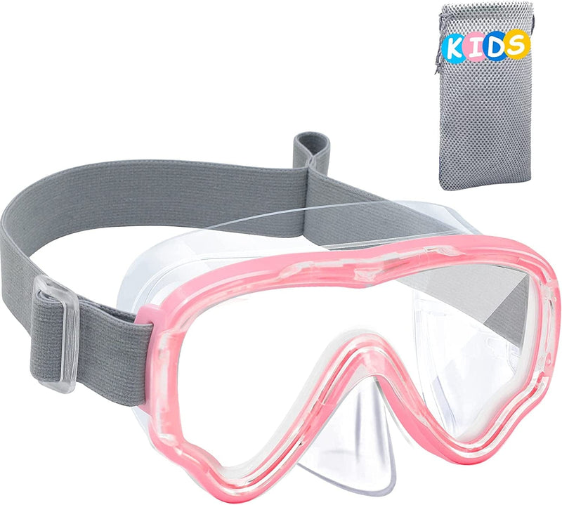 Vvinca Kids Snorkel Scuba Diving Mask Swim Mask, 2022 Upgraded Design with No Tangle Hair Elastic Strap&Anti-Shattered Lens Sporting Goods > Outdoor Recreation > Boating & Water Sports > Swimming > Swim Goggles & Masks Vvinca Pink  