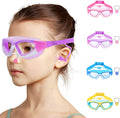 Vvinca Kids Swim Goggles for Kids 3-12, 2022 Upgraded Design with Ear&Nose Plug, Wide View Anit-Fog No Leak Water Pool Goggle Sporting Goods > Outdoor Recreation > Boating & Water Sports > Swimming > Swim Goggles & Masks Vvinca 1 Pack Purple  