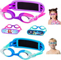Vvinca Kids Swim Goggles with Fabric Strap No Tangle Pain-Free, Anti-Fog Swimming Pool Goggle No Leak for Toddlers Girls Boys