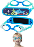 Vvinca Kids Swim Goggles with Fabric Strap No Tangle Pain-Free, Anti-Fog Swimming Pool Goggle No Leak for Toddlers Girls Boys Sporting Goods > Outdoor Recreation > Boating & Water Sports > Swimming > Swim Goggles & Masks Vvinca F-1 Pack Light Green Blue  