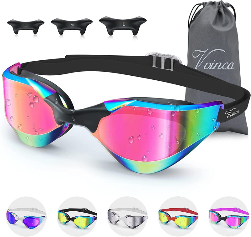 Vvinca Swim Goggles, Mirrored Swimming Glasses Full Protection Pool Goggle for Adult Women Men Youth, Anti-Fog No Leaking Sporting Goods > Outdoor Recreation > Boating & Water Sports > Swimming > Swim Goggles & Masks Vvinca Rose Pink  