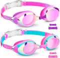 Vvinca Swimming Goggles 2 Pack Swim Goggles with 3 Nose Piece, Anti-Fog Anti-Uv Silicone Pool Goggles Adult Women Men Youth Sporting Goods > Outdoor Recreation > Boating & Water Sports > Swimming > Swim Goggles & Masks Vvinca C-2 Packs Mirrored Pink & Purple  