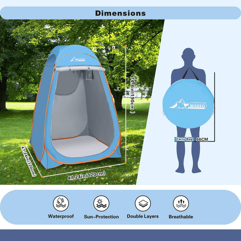 WADEO Pop up Shower Tent, Instant Portable Outdoor Changing Room, Camp Toilet, Rain Shelter with Window for Camping and Beach Easy Set Up, Foldable with Carry Bag Sporting Goods > Outdoor Recreation > Camping & Hiking > Portable Toilets & Showers WADEO   