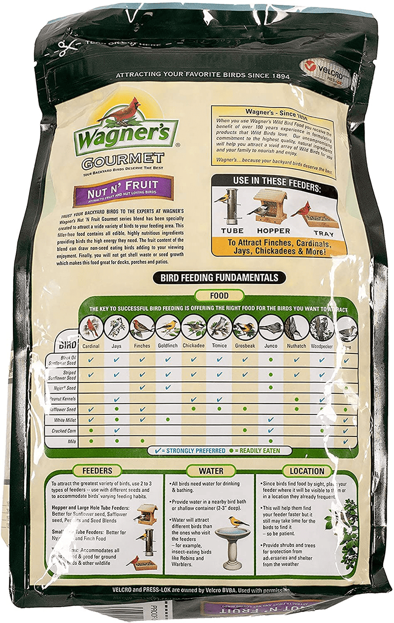 Wagner's 82072 Gourmet Nut & Fruit Wild Bird Food, 5-Pound Bag Animals & Pet Supplies > Pet Supplies > Bird Supplies > Bird Food Wagner's   