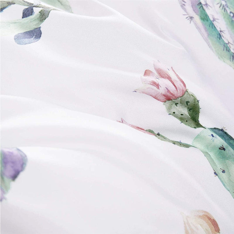 Wake in Cloud - Cactus Comforter Set, Watercolor Cacti Pattern Printed in Green Purple on White, Soft Microfiber Bedding (3Pcs, King Size) Home & Garden > Linens & Bedding > Bedding Wake In Cloud   