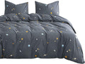 Wake in Cloud - Spaces Comforter Set, 100% Cotton Fabric with Soft Microfiber Fill Bedding, Gray Grey with Stars Rockets Pattern Printed (3Pcs, Twin Size)