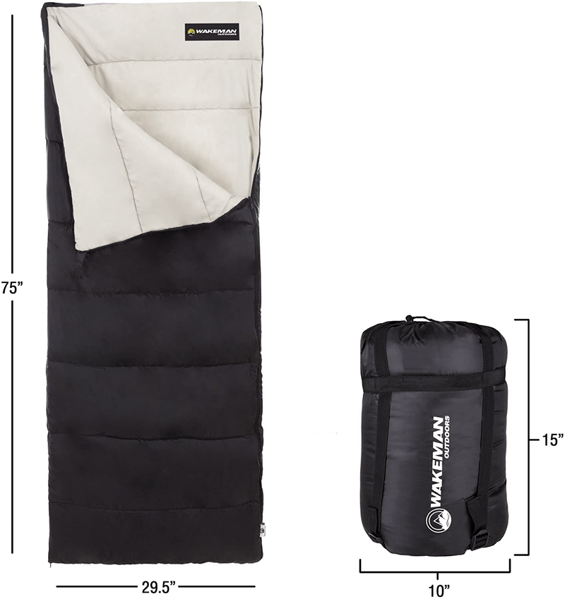 Wakeman Outdoors Sleeping Bag-Lightweight, Carrying Bag with Compression Straps Included-Great for Adults Sporting Goods > Outdoor Recreation > Camping & Hiking > Sleeping Bags Wakeman   