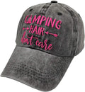 Waldeal Embroidered Camping Hair Don'T Care Hat Adjustable Washed Baseball Cap for Women Men Sporting Goods > Outdoor Recreation > Winter Sports & Activities Waldeal Camping Hair Letter Pink - Black One Size 