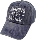 Waldeal Embroidered Camping Hair Don'T Care Hat Adjustable Washed Baseball Cap for Women Men Sporting Goods > Outdoor Recreation > Winter Sports & Activities Waldeal Navy One Size 