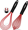 Walfos Silicone Balloon Whisk, Heat Resistant Non Scratch Coated Kitchen Whisks for Cooking Nonstick Cookware, Balloon Egg Wisk Perfect for Blending, Baking, Beating, Set of 3 ,Red,Blue,Green Home & Garden > Kitchen & Dining > Kitchen Tools & Utensils Walfos Balloon & Flat Set 1Pc Balloon Whisk+1Pc Flat Whisk 