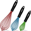 Walfos Silicone Balloon Whisk, Heat Resistant Non Scratch Coated Kitchen Whisks for Cooking Nonstick Cookware, Balloon Egg Wisk Perfect for Blending, Baking, Beating, Set of 3 ,Red,Blue,Green Home & Garden > Kitchen & Dining > Kitchen Tools & Utensils Walfos 3Pcs Balloon Whisk 8.5"+10"+11" 