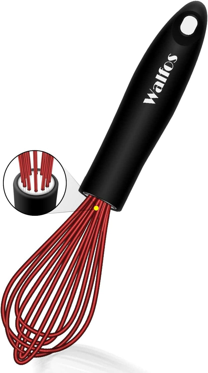 Walfos Silicone Whisk, Non Scratch Coated Whisks- Heat Resistant Kitchen Whisks for Cooking Non Stick Cookware, Balloon Egg Beater Perfect for Blending, Whisking, Beating, Set of 3 Home & Garden > Kitchen & Dining > Kitchen Tools & Utensils Walfos Balloon Whisk 8.5inch 