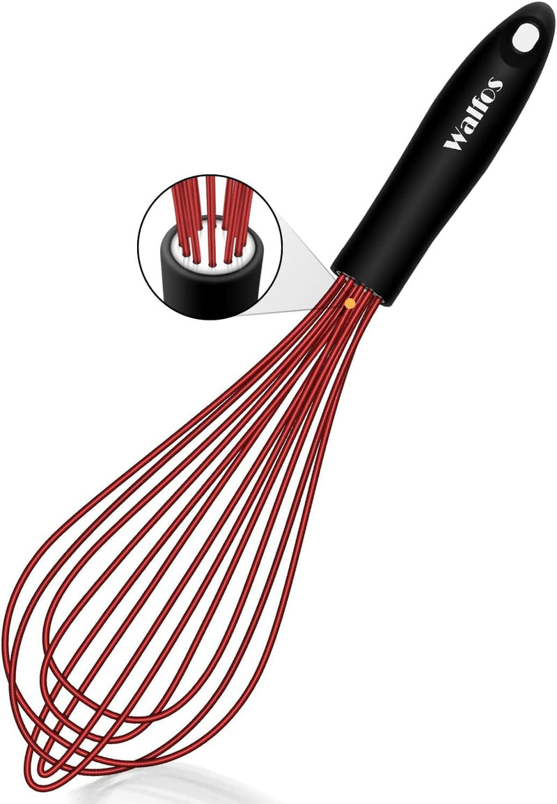 Walfos Silicone Whisk, Non Scratch Coated Whisks- Heat Resistant Kitchen Whisks for Cooking Non Stick Cookware, Balloon Egg Beater Perfect for Blending, Whisking, Beating, Set of 3 Home & Garden > Kitchen & Dining > Kitchen Tools & Utensils Walfos Balloon Whisk 12inch 