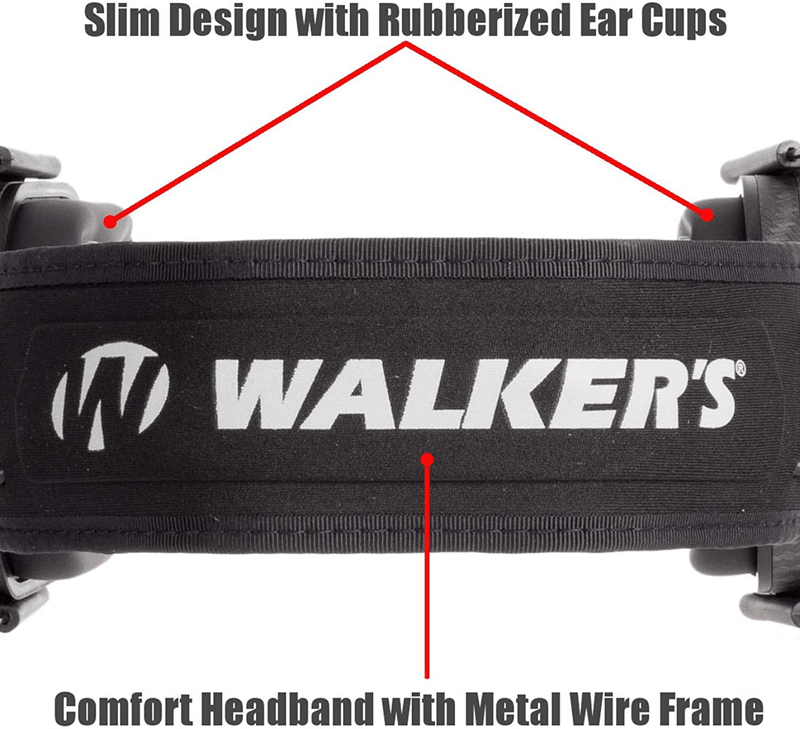 Walker's Razor Slim Passive Earmuffs Ultra Low Profile 27dB NRR Light Weight  Walker's   