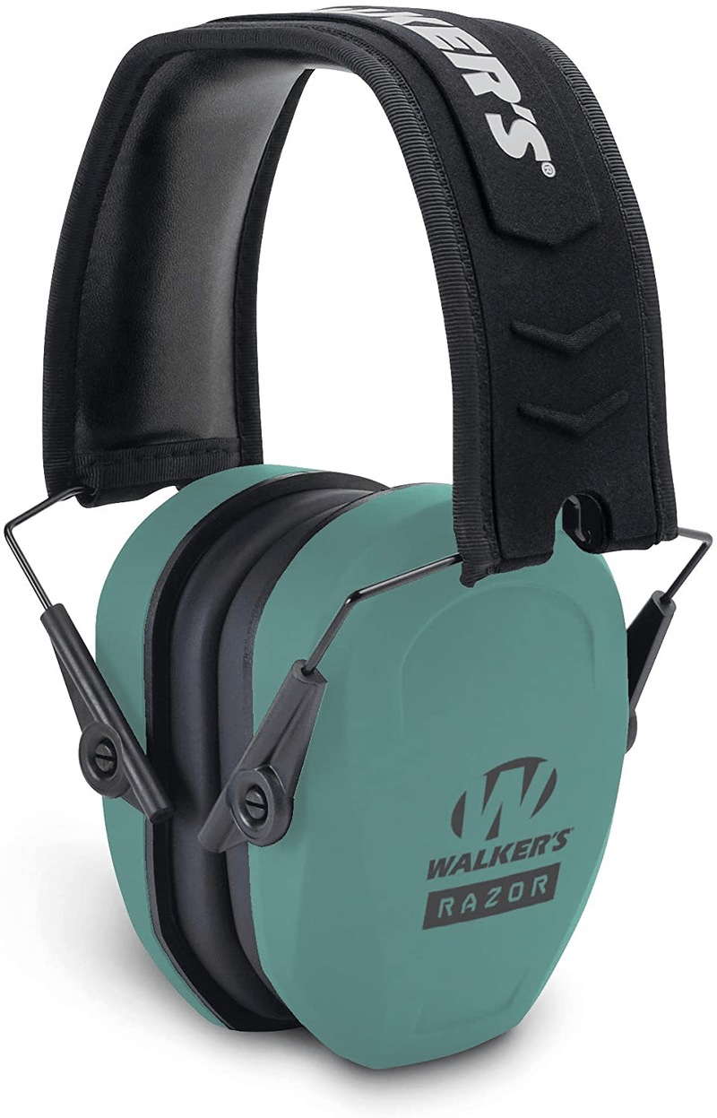 Walker's Razor Slim Passive Earmuffs Ultra Low Profile 27dB NRR Light Weight  Walker's Teal  