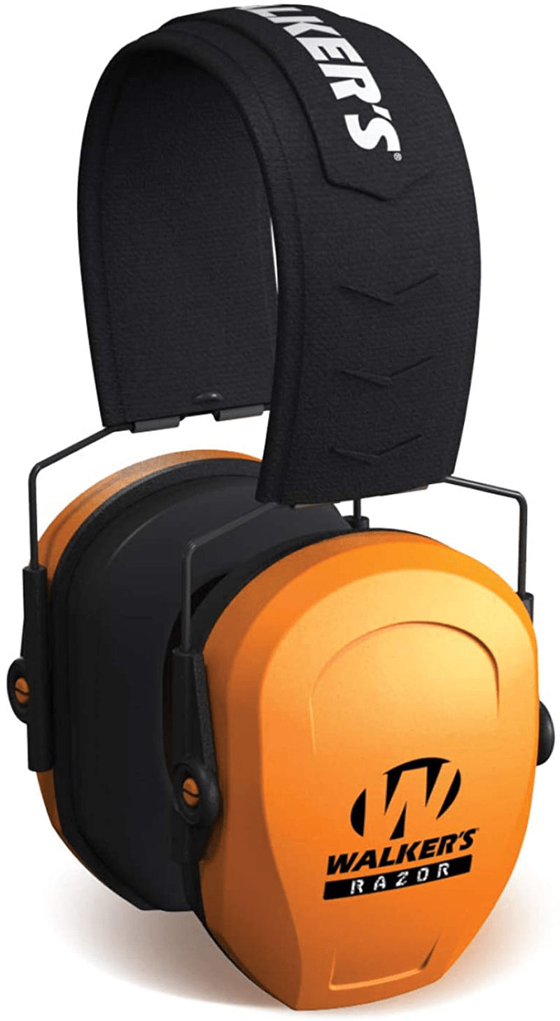 Walker's Razor Slim Passive Earmuffs Ultra Low Profile 27dB NRR Light Weight  Walker's Blaze Orange  