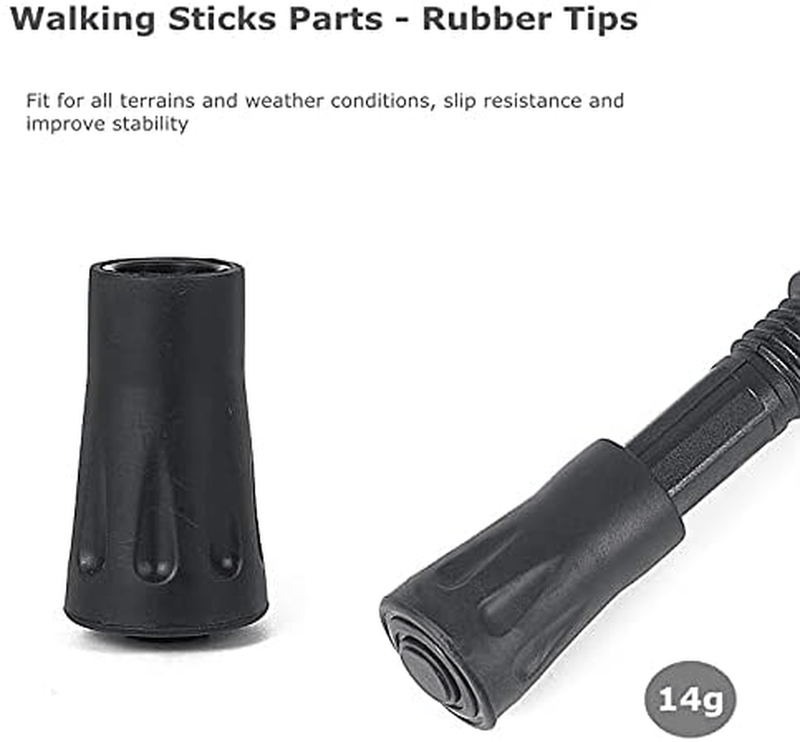 Walking Stick Tips Rubber 4Pcs Trekking Pole Tips Replacement- Rubber Feet for Hiking Poles, Walking Sticks, Trekking Poles | Rubber Tip for Walking Sticks Hiking Trekking Poles Boot Tips Rubber Feet