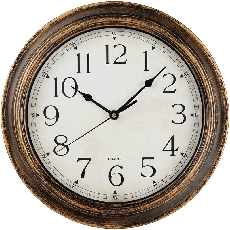 Wall Clock - 12 Inch Silent Non-Ticking Wall Clocks Battery Operated - Vintage Retro Rustic Style Decorative for Living Room , Kitchen (Bronze) Home & Garden > Decor > Clocks > Wall Clocks KECYET Gold  