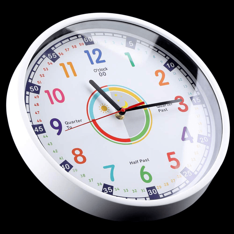 Wall Clock for Kids with Silent Non Ticking Sweep Quartz Mechanism Easy to Read Learn to Tell Time 12 Inch Diameter Home & Garden > Decor > Clocks > Wall Clocks SIN&MI   