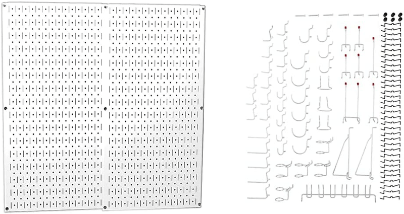 Wall Control 30-P-3232GV Galvanized Steel Pegboard Pack Hardware > Hardware Accessories > Tool Storage & Organization Wall Control White Pegboard + Board Hook Kit 