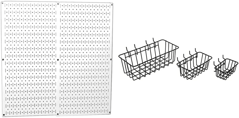 Wall Control 30-P-3232GV Galvanized Steel Pegboard Pack Hardware > Hardware Accessories > Tool Storage & Organization Wall Control White Pegboard + Wire Basket Set 