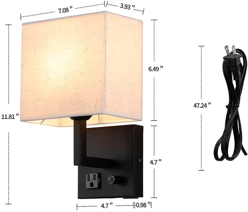 Wall-Mounted Candlestick Wall Lamp, with USB Charging Port and Socket, Dimmable Bedside Wall Lamp, with Power Cord, Suitable for Hotels, Corridors, Living Rooms and Bedrooms (Black) Home & Garden > Lighting > Lighting Fixtures > Wall Light Fixtures KOL DEALS   