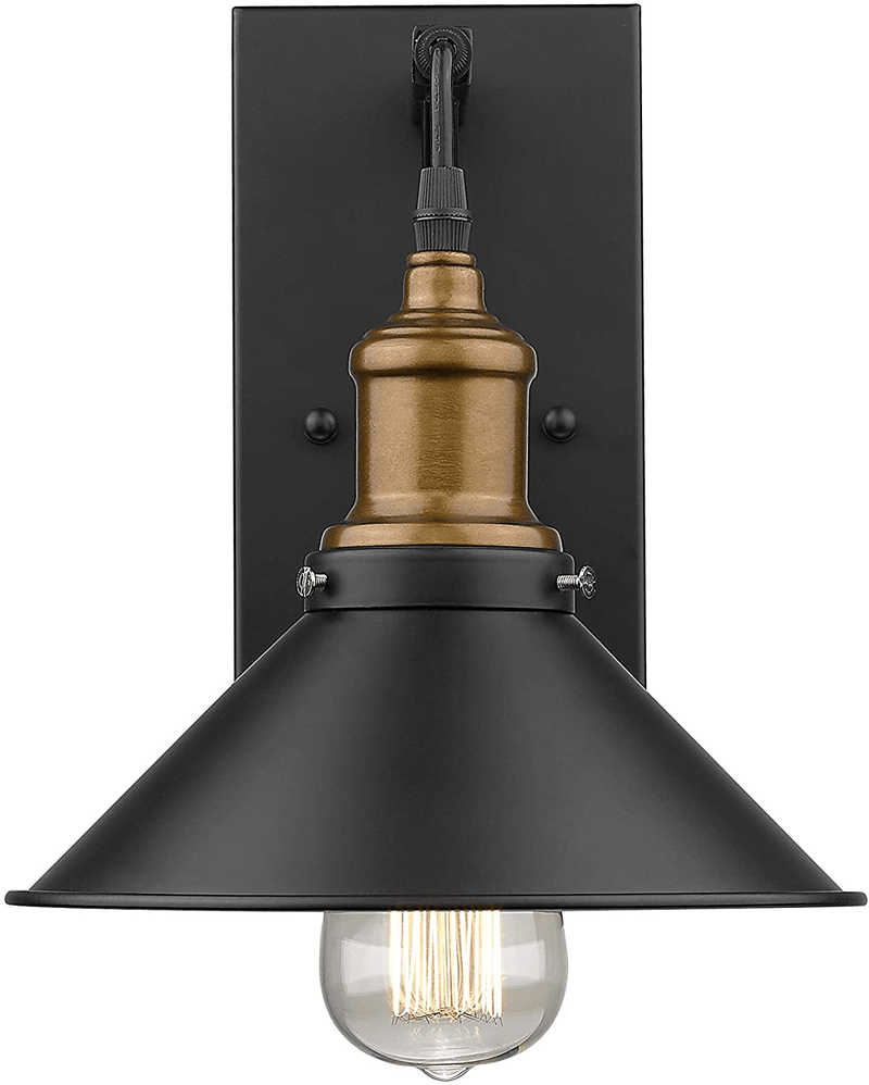 Wall Sconce Lighting, Farmhouse Wall Sconce, Industrial Sconce Wall Lighting, Adjustable Wall Lamp, 1-Light Wall Light Fixtures, Vintage Metal Bathroom Light Fixtures in Matte Black Finish,1 Pack