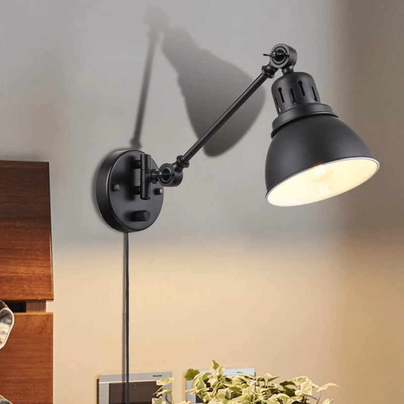 Wall Sconce Plug In, YEEQIAN Black Swing Arm Wall Sconce Lamp Bedroom Wall Mounted Reading Light Fixture with On/Off Switch Industrial Adjustable Wall Sconce Light Home & Garden > Lighting > Lighting Fixtures > Wall Light Fixtures KOL DEALS   