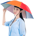 Wallfire Umbrella Hat 27-Inch Head-Mounted Rainbow Umbrella Hat Outdoor Beach Umbrella Hat Foldable Sunshade Hat Sun Protection Uv Fishing Umbrella