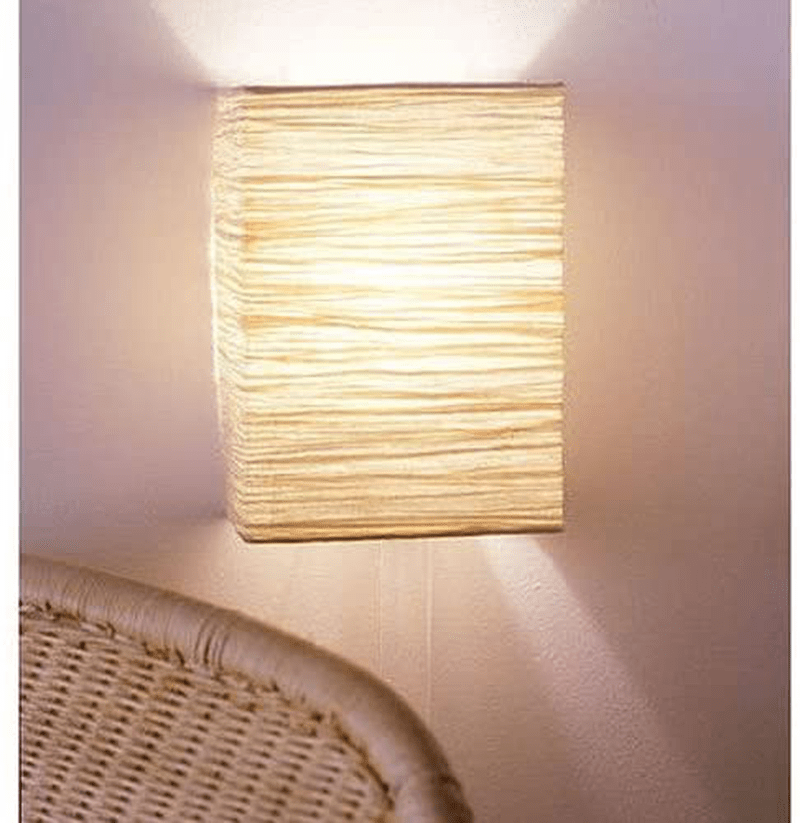 Wallniture Asian Wall Lamp with on off Switch, Rice Paper Lamp Shade with Chandelier Light Bulbs, Cream