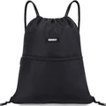 WANDF Drawstring Backpack String Bag Sackpack Cinch Water Resistant Nylon for Gym Shopping Sport Yoga (Blue) Home & Garden > Household Supplies > Storage & Organization WANDF Black  