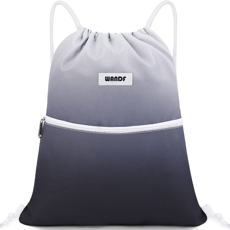 WANDF Drawstring Backpack String Bag Sackpack Cinch Water Resistant Nylon for Gym Shopping Sport Yoga (Blue) Home & Garden > Household Supplies > Storage & Organization WANDF Grey  