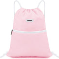 WANDF Drawstring Backpack String Bag Sackpack Cinch Water Resistant Nylon for Gym Shopping Sport Yoga (Blue) Home & Garden > Household Supplies > Storage & Organization WANDF Light Pink  