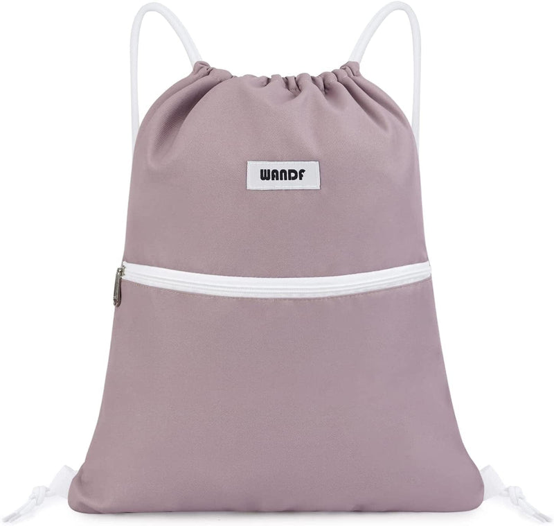 WANDF Drawstring Backpack String Bag Sackpack Cinch Water Resistant Nylon for Gym Shopping Sport Yoga (Blue) Home & Garden > Household Supplies > Storage & Organization WANDF Pink  