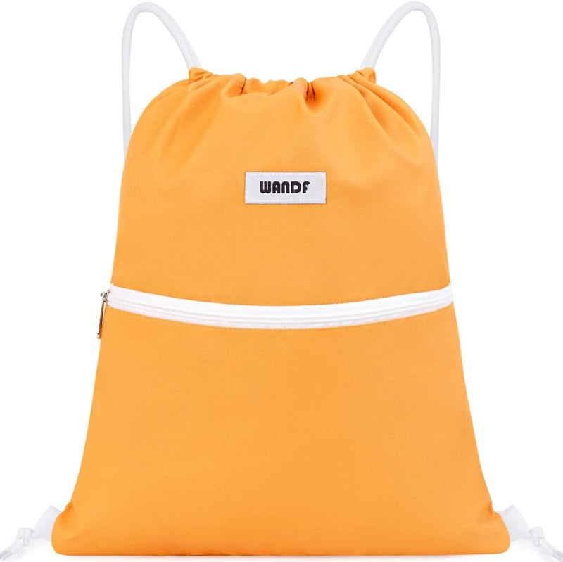 WANDF Drawstring Backpack String Bag Sackpack Cinch Water Resistant Nylon for Gym Shopping Sport Yoga (Blue) Home & Garden > Household Supplies > Storage & Organization WANDF Orange  