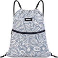 WANDF Drawstring Backpack String Bag Sackpack Cinch Water Resistant Nylon for Gym Shopping Sport Yoga (Blue) Home & Garden > Household Supplies > Storage & Organization WANDF Light Blue Leaf  