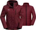 Wantdo Women's 3 in 1 Waterproof Ski Jacket Windproof Winter Snow Coat Snowboarding Jackets Warm Raincoat  Wantdo Wine Red X-Large 