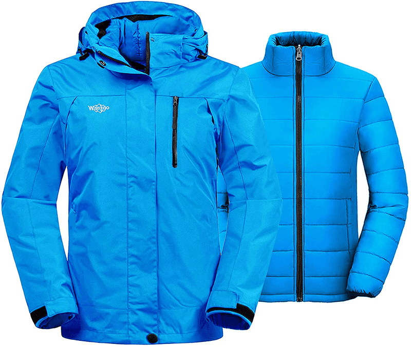 Wantdo Women's 3 in 1 Waterproof Ski Jacket Windproof Winter Snow Coat Snowboarding Jackets Warm Raincoat  Wantdo Blue XX-Large 