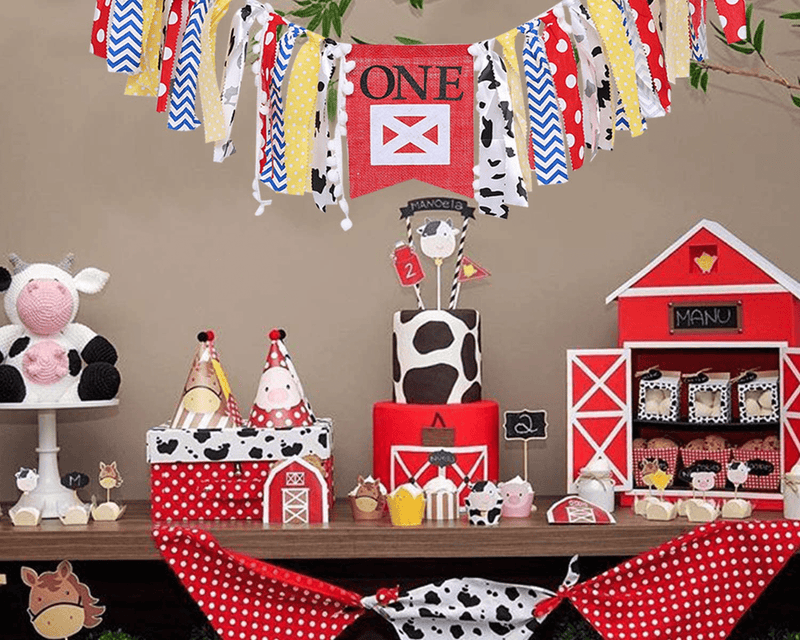 WAOUH Farm High Chair Banner for 1st Birthday - First Baby Birthday Party Theme Decoration, Fabric Garland Cake Smash Photo Prop,Birthday Souvenir and Gifts (Red Birthday Banner) Home & Garden > Decor > Seasonal & Holiday Decorations& Garden > Decor > Seasonal & Holiday Decorations WAOUH   