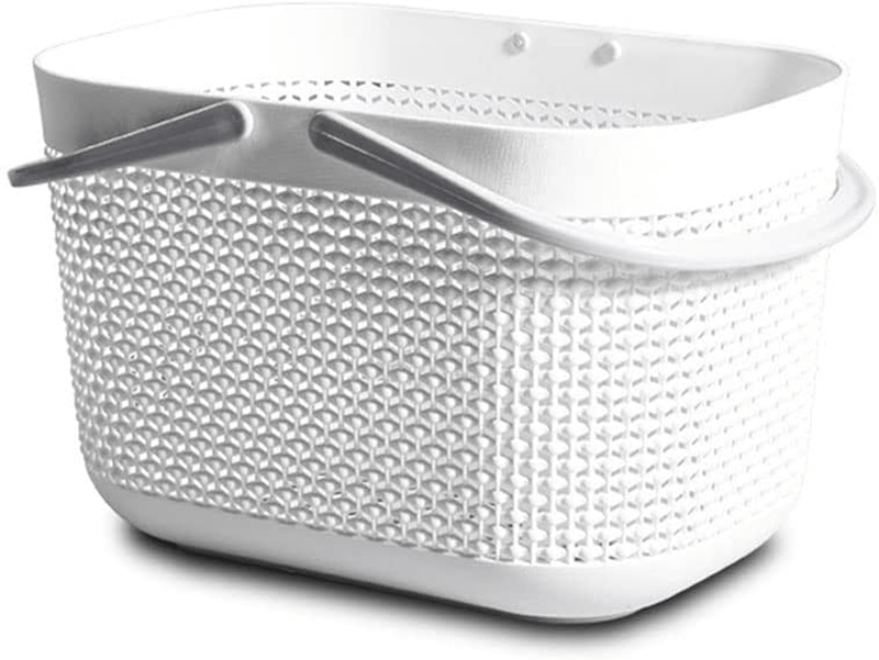 WAQIAGO Shower Caddy Basket, Plastic Organizer Storage Baskets with Handles, Portable Caddy Bins for Kitchen Bathroom (1), White, Medium (ASMZ12HZ34516M)