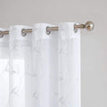 Warm Home Designs Pair of 2 Sheer White Faux-Linen Short Size Curtain Panels with Beautiful White Color Stitched Leaf Embroidery. Each Grommet Drape Is 54" (Width) X 63" (Length). M White 63" Home & Garden > Decor > Window Treatments > Curtains & Drapes Warm Home Designs Silver Leaves 2 Panels: 54" x 63" Each 