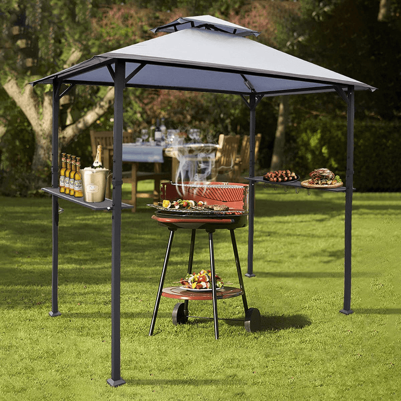 Warmally 8'x5' Grill Gazebo BBQ Patio Shelter Canopy for Outdoor Barbecue Tent Available at Night Dark Grey Home & Garden > Lawn & Garden > Outdoor Living > Outdoor Structures > Canopies & Gazebos Warmally   