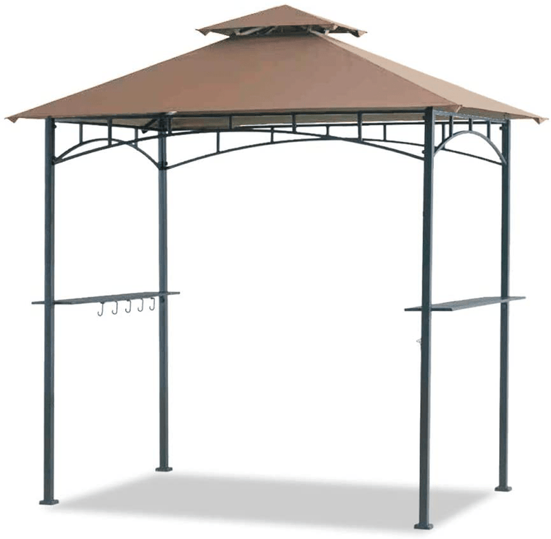 Warmally 8'x5' Grill Gazebo BBQ Patio Shelter Canopy for Outdoor Barbecue Tent Available at Night Dark Grey Home & Garden > Lawn & Garden > Outdoor Living > Outdoor Structures > Canopies & Gazebos Warmally Khaki 8'x5' 
