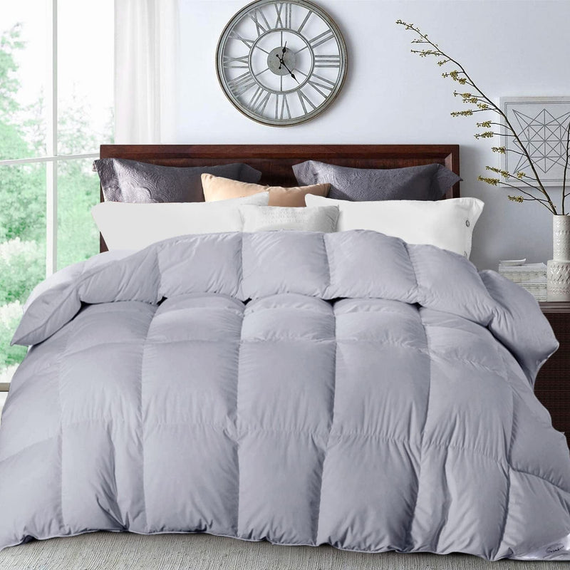 Warmkiss Lightweight down Comforter Queen Size All Season Soft and Fluffy Duvet Insert, 50% down 50% Feather Fill Bed Comforters, Luxury Tencel Cover (90X90,Grey) Home & Garden > Linens & Bedding > Bedding > Quilts & Comforters Warmkiss Light Grey King all season 