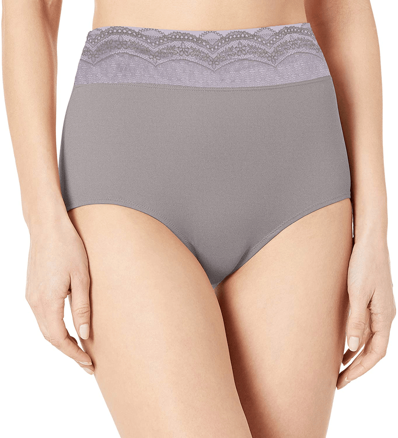 Warner's Women's No Pinching No Problem Microfiber with Lace Brief Panty Apparel & Accessories > Clothing > Underwear & Socks > Underwear Warner's Graphite Gray Large 