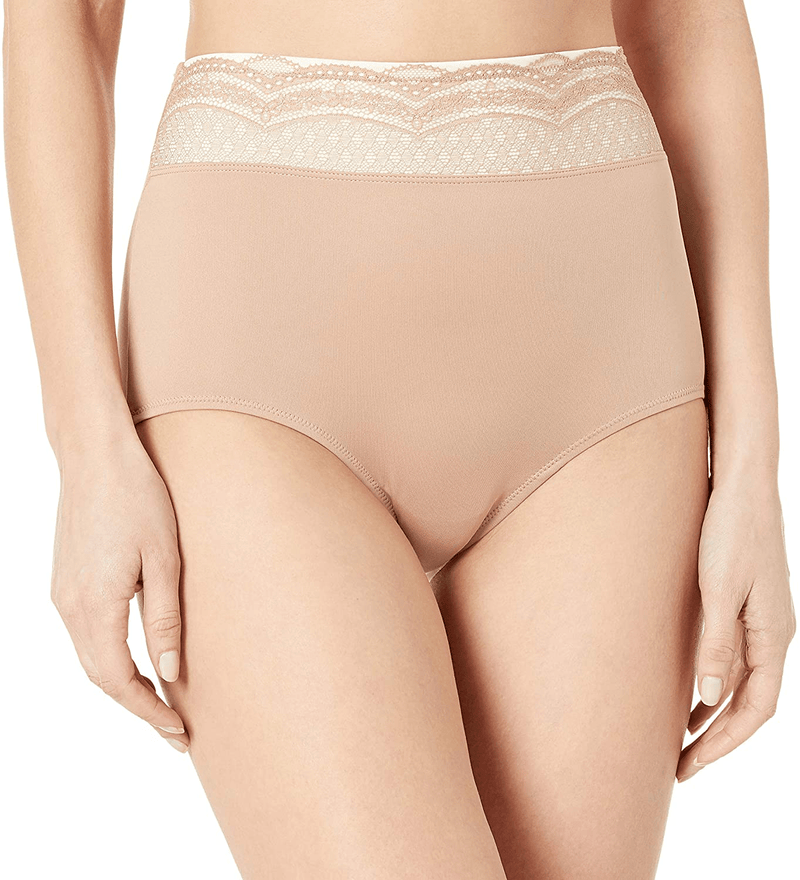 Warner's Women's No Pinching No Problem Microfiber with Lace Brief Panty Apparel & Accessories > Clothing > Underwear & Socks > Underwear Warner's Toasted Almond Large 